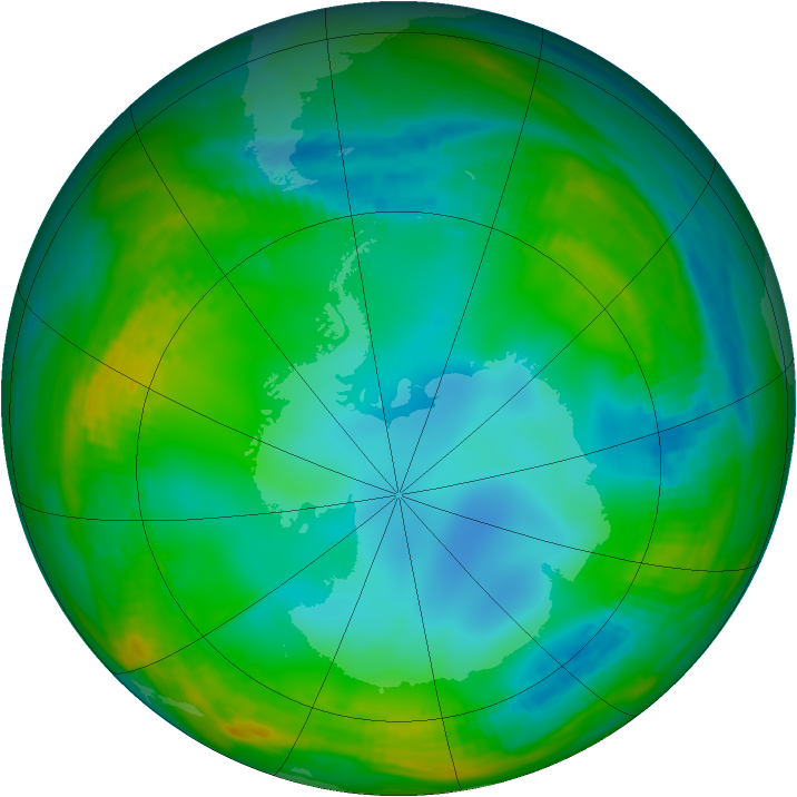 Antarctic ozone map for 07 July 1989